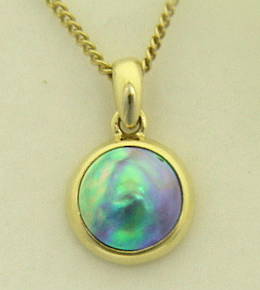 P58 Gold and 8mm. Paua Pearl Pendant